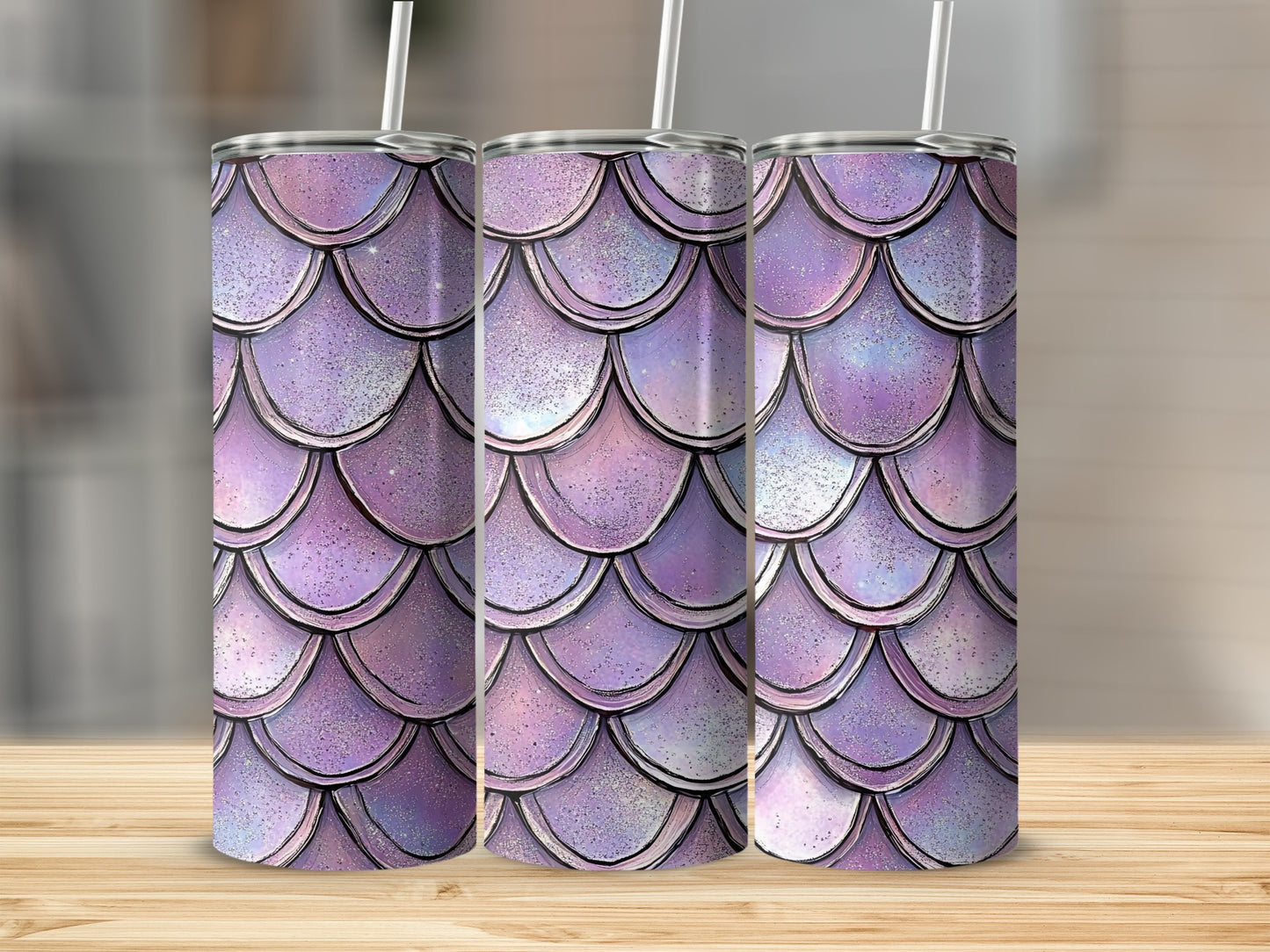 Iridescent Purple Scales with Sparkle Detailing Tumblers