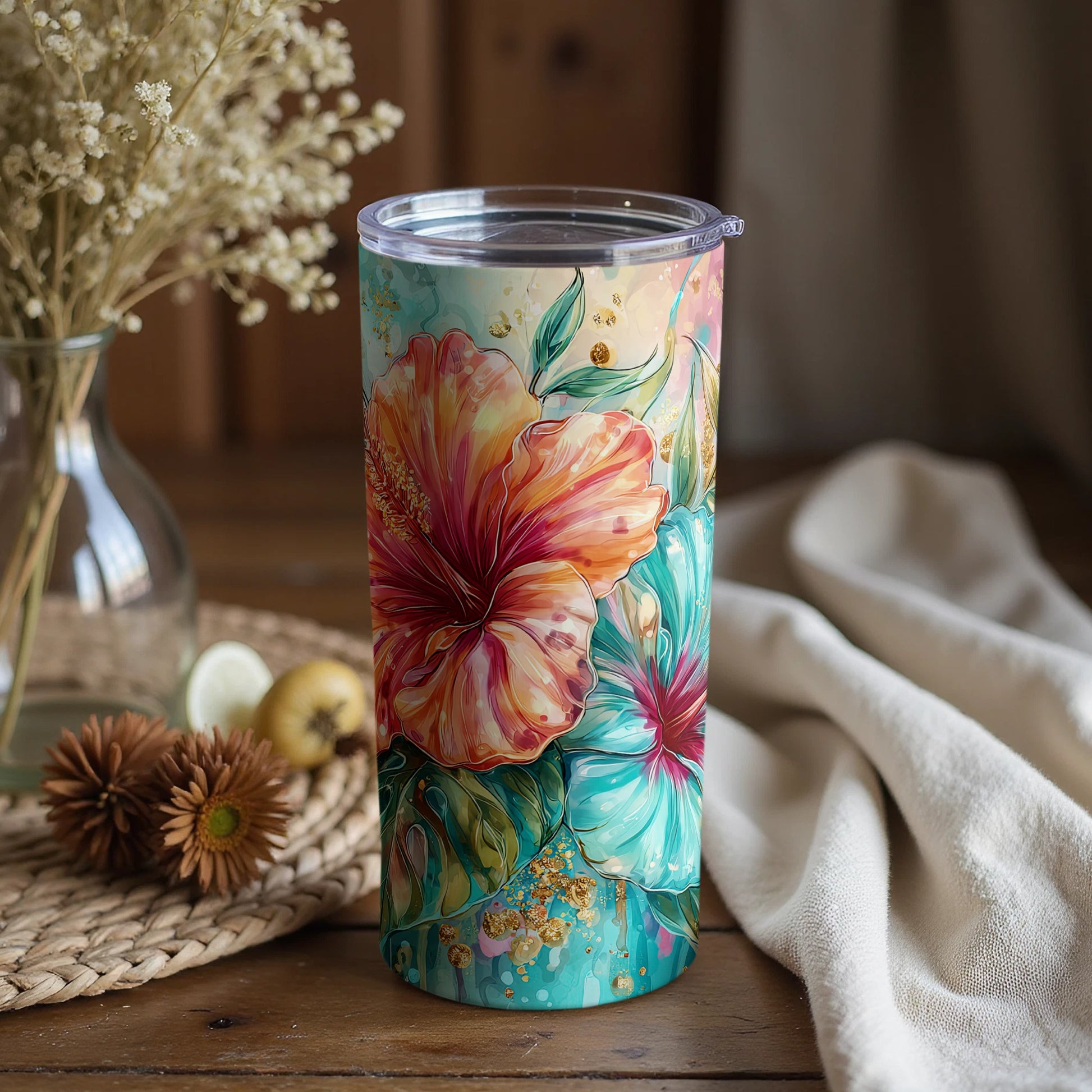 Vibrant Floral Design Tumbler for Everyday Use