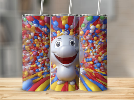 Colorful Cartoon Character With Balloons Tumbler Product