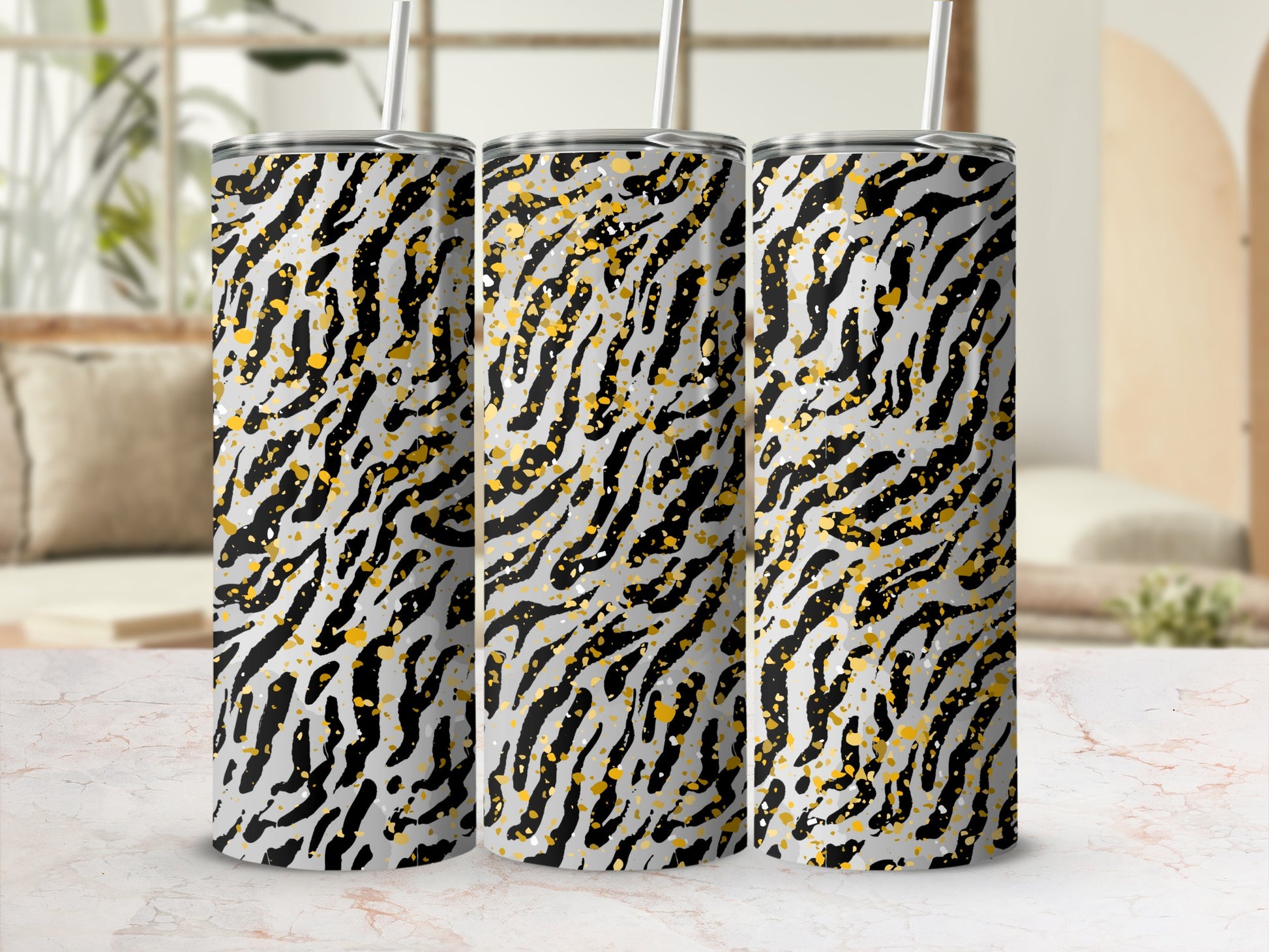 Abstract Wild Animal Print Tumbler Cup Design
