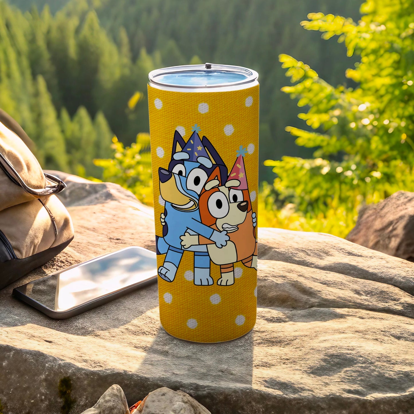 Cute Yellow Party Beverage Tumbler with Cartoon Characters