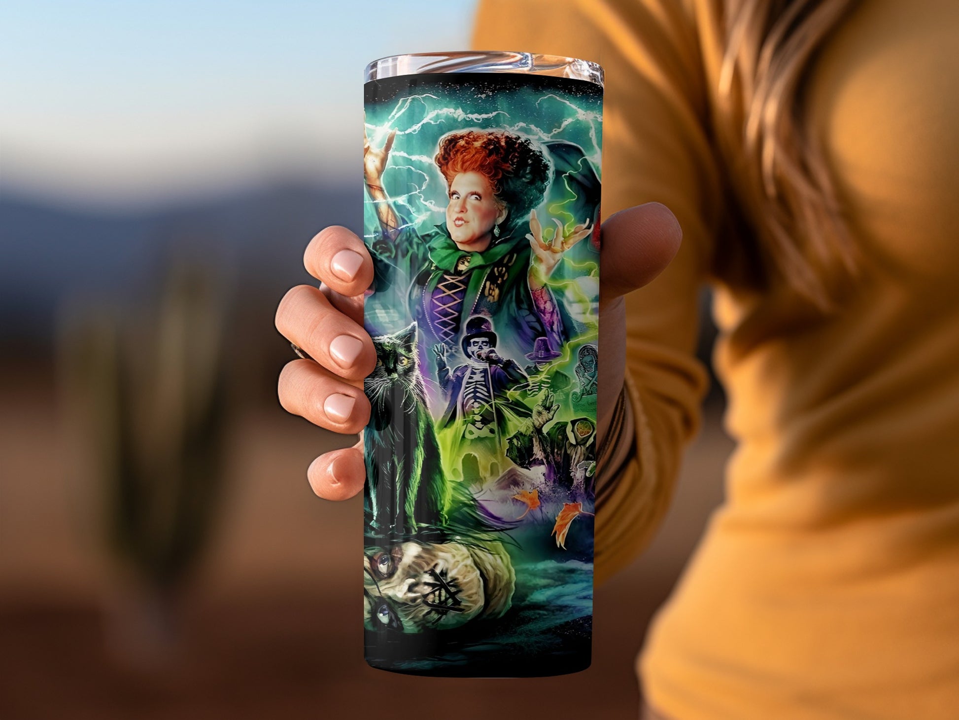 Hocus Pocus Witch and Cat Tumbler for Halloween Fun