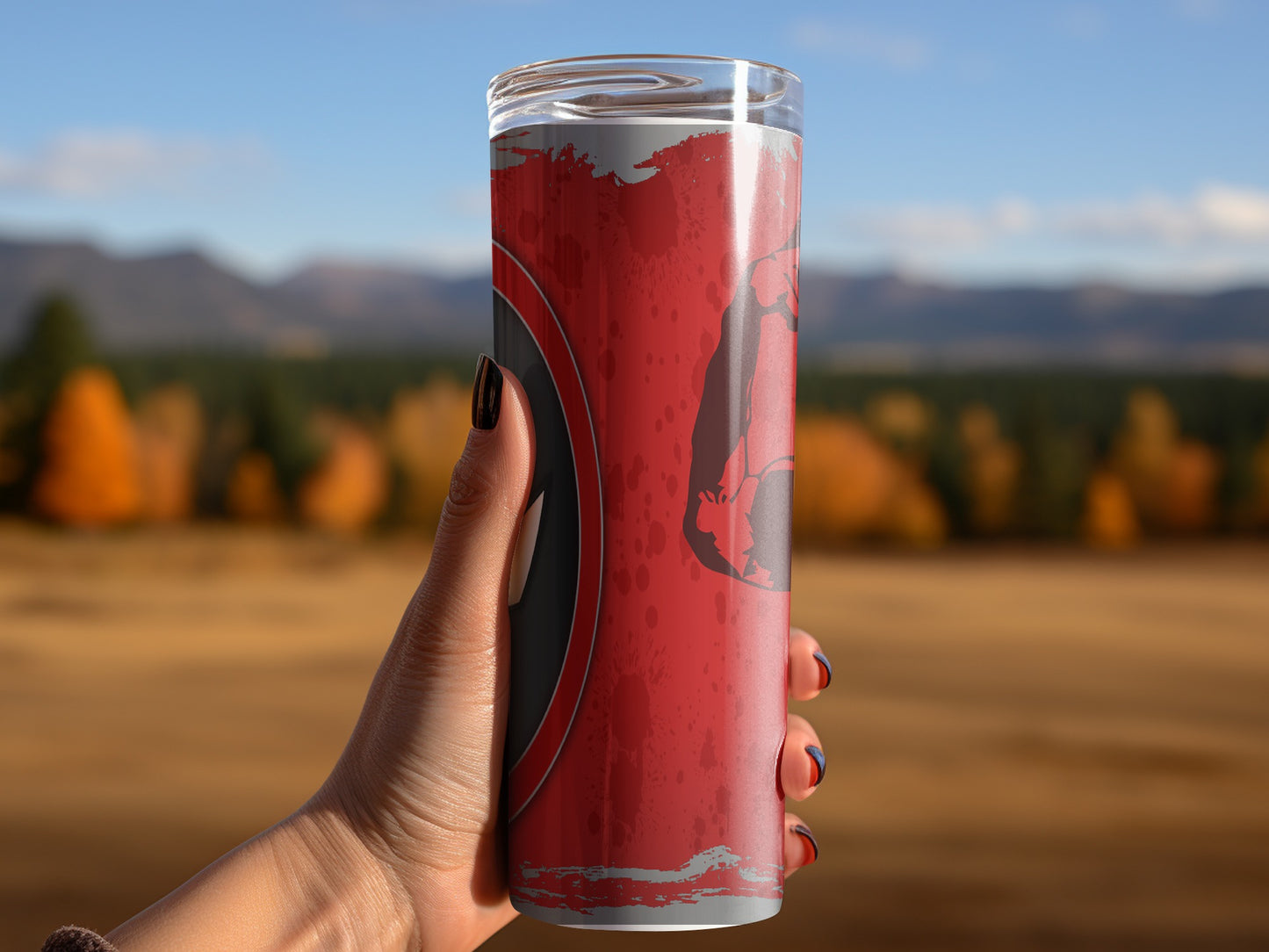 Deadpool Mask Logo With Red Background Design Tumblers