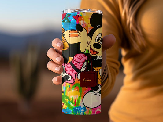 Colorful Mickey and Minnie Mouse Art Tumbler Cup