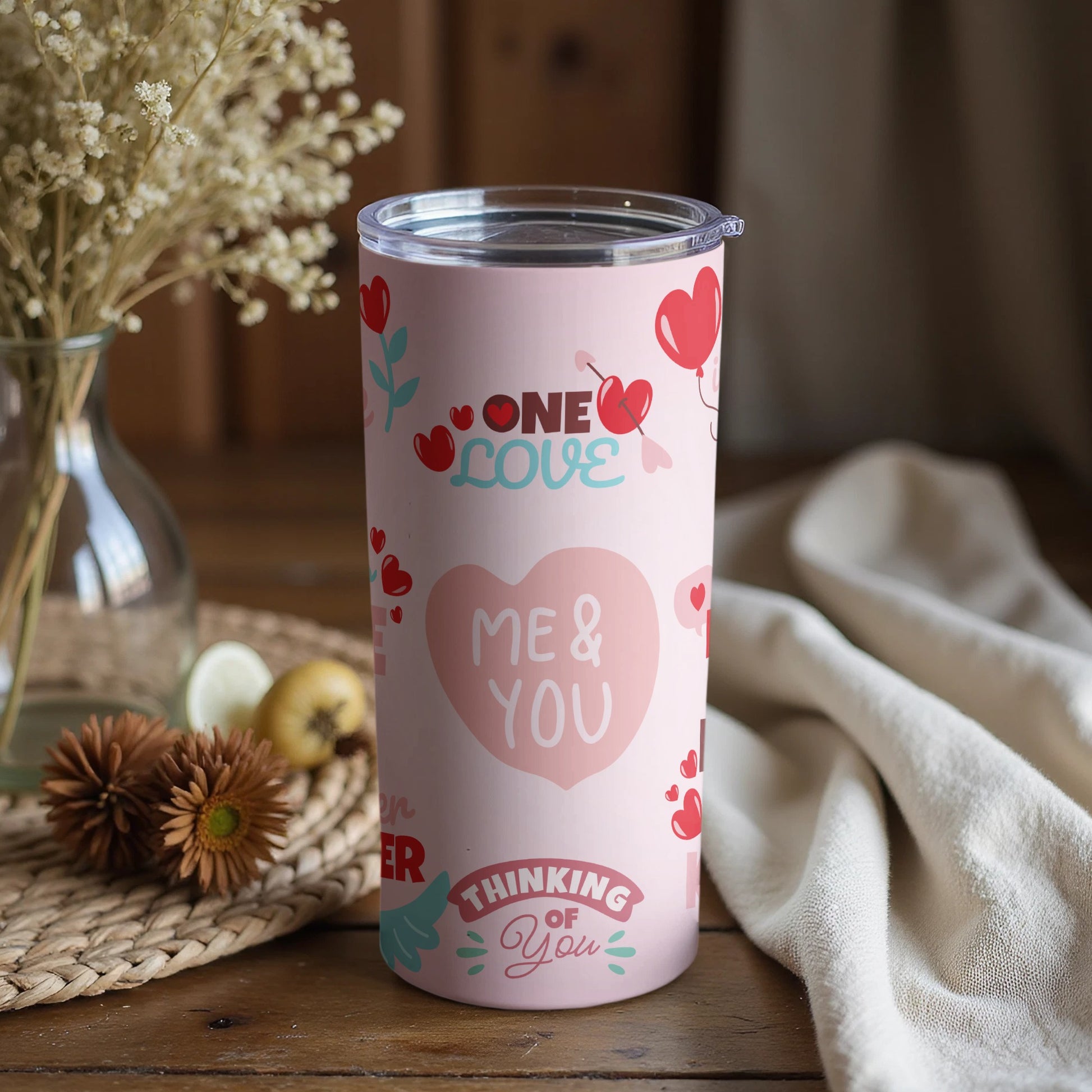 Cute Me and You Valentine Love Tumbler for Couples