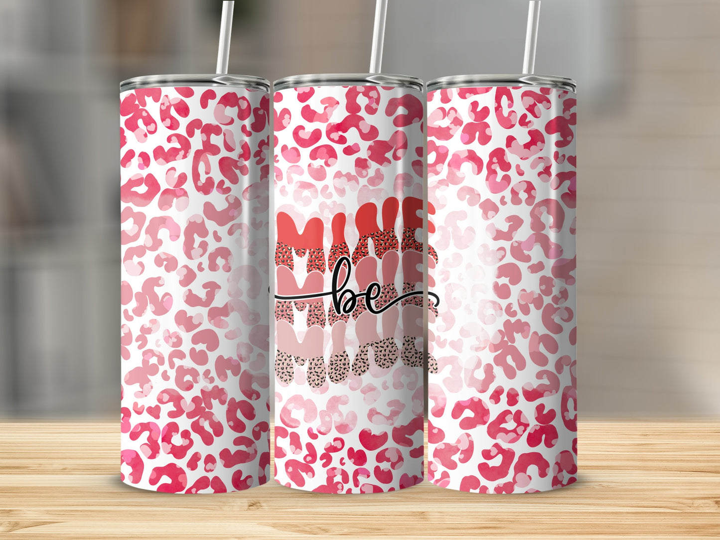 Pink Leopard Print Tumbler with Minnie Design Tumbler
