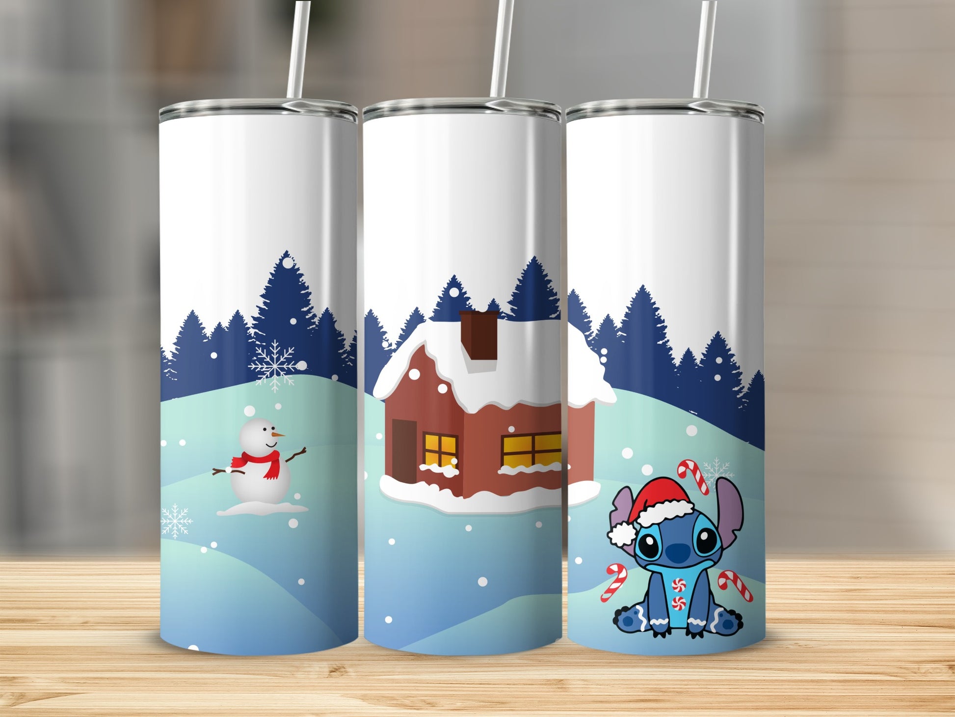 Christmas Snowman House and Cartoon Character Design
