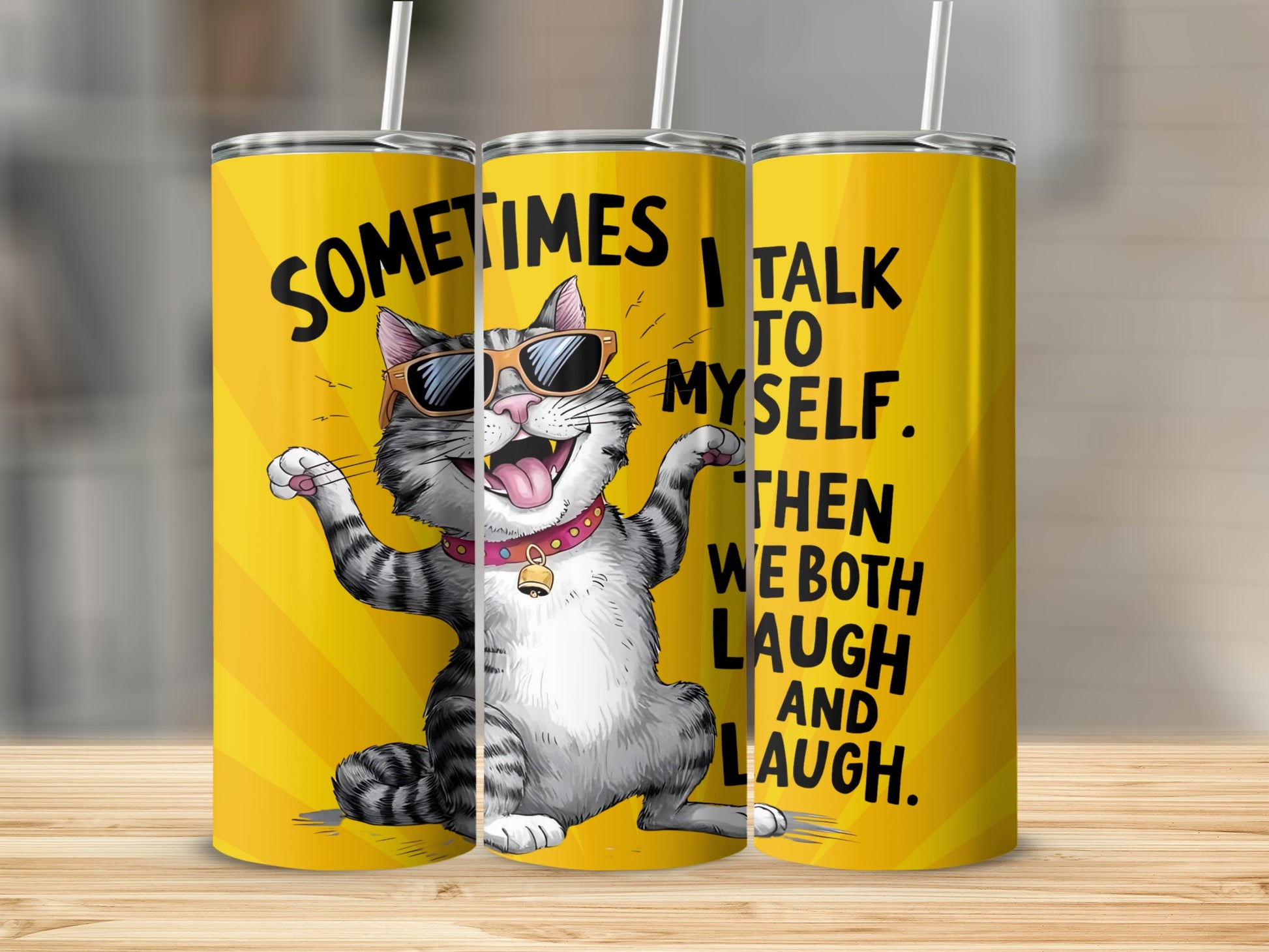 Funny Cat Talking to Myself Insulated Tumbler Cup