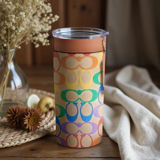Rainbow Pattern Tall Insulated Travel Mug