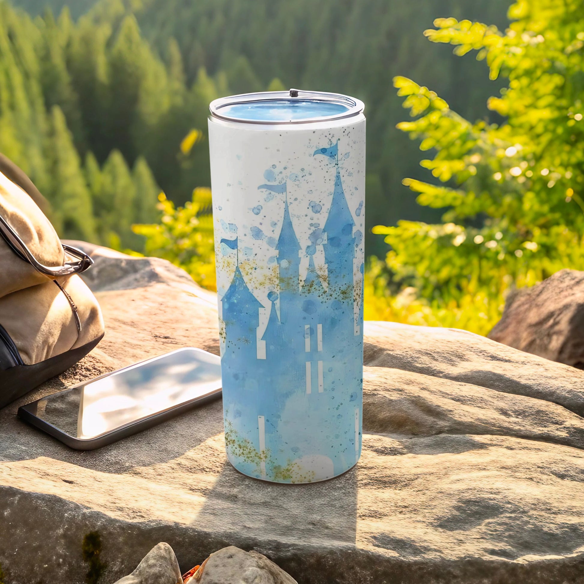 Castle Silhouette Artwork on a Travel Tumbler