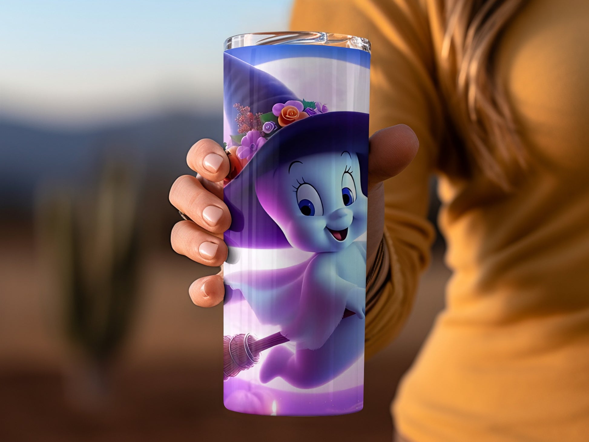 Cute Ghost with Witch Hat Tumbler product