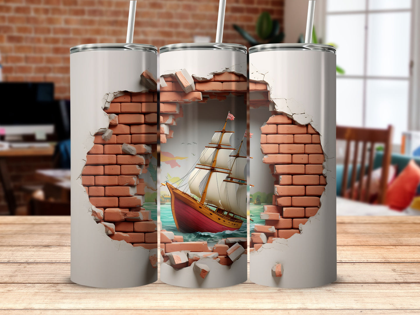 Ship Sail Adventure Design on Tumbler Product