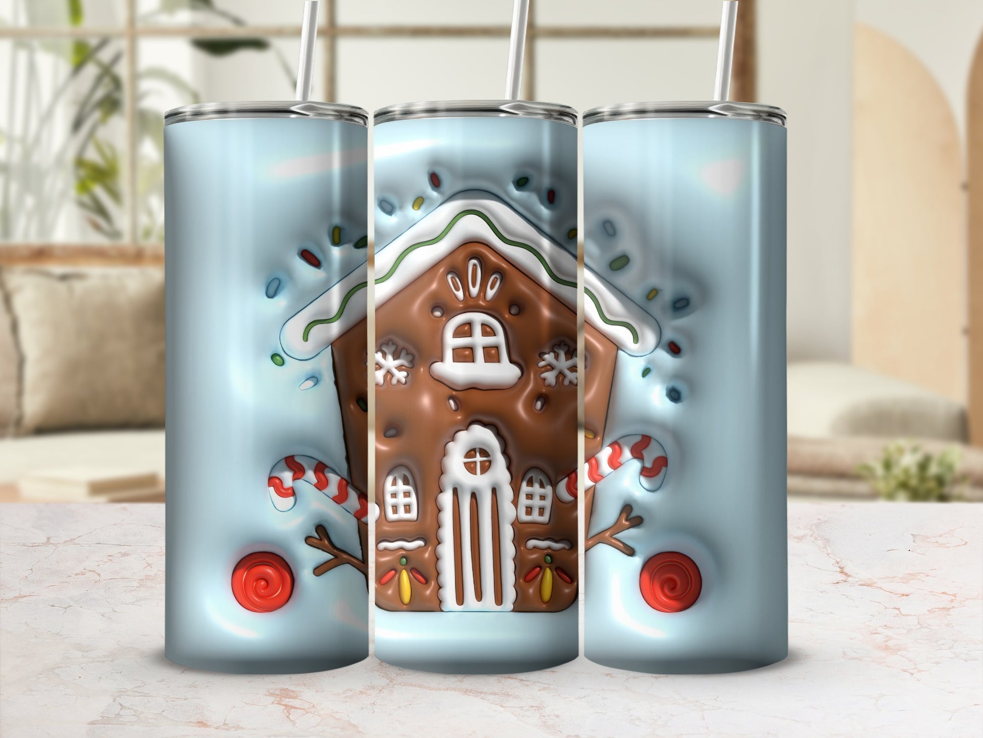 Gingerbread House and Candy Canes Tumbler Product