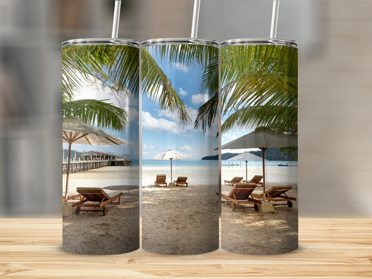 Scenic Beach View Travel Tumbler for Coffee Lovers