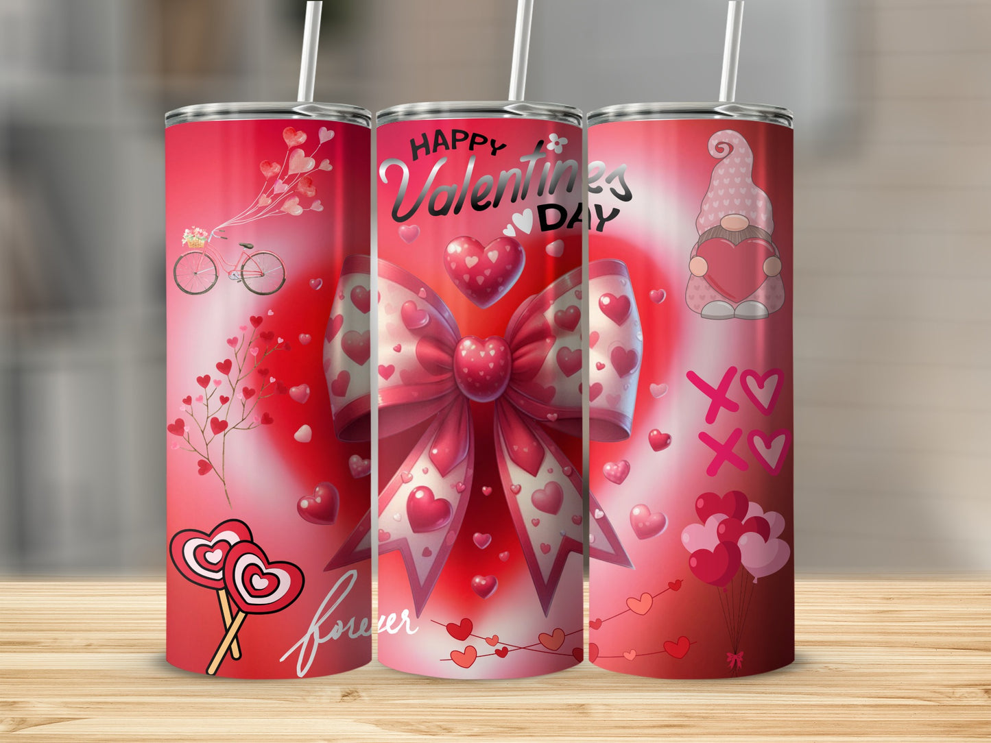 Valentines Day Themed Tumbler with Festive Graphics