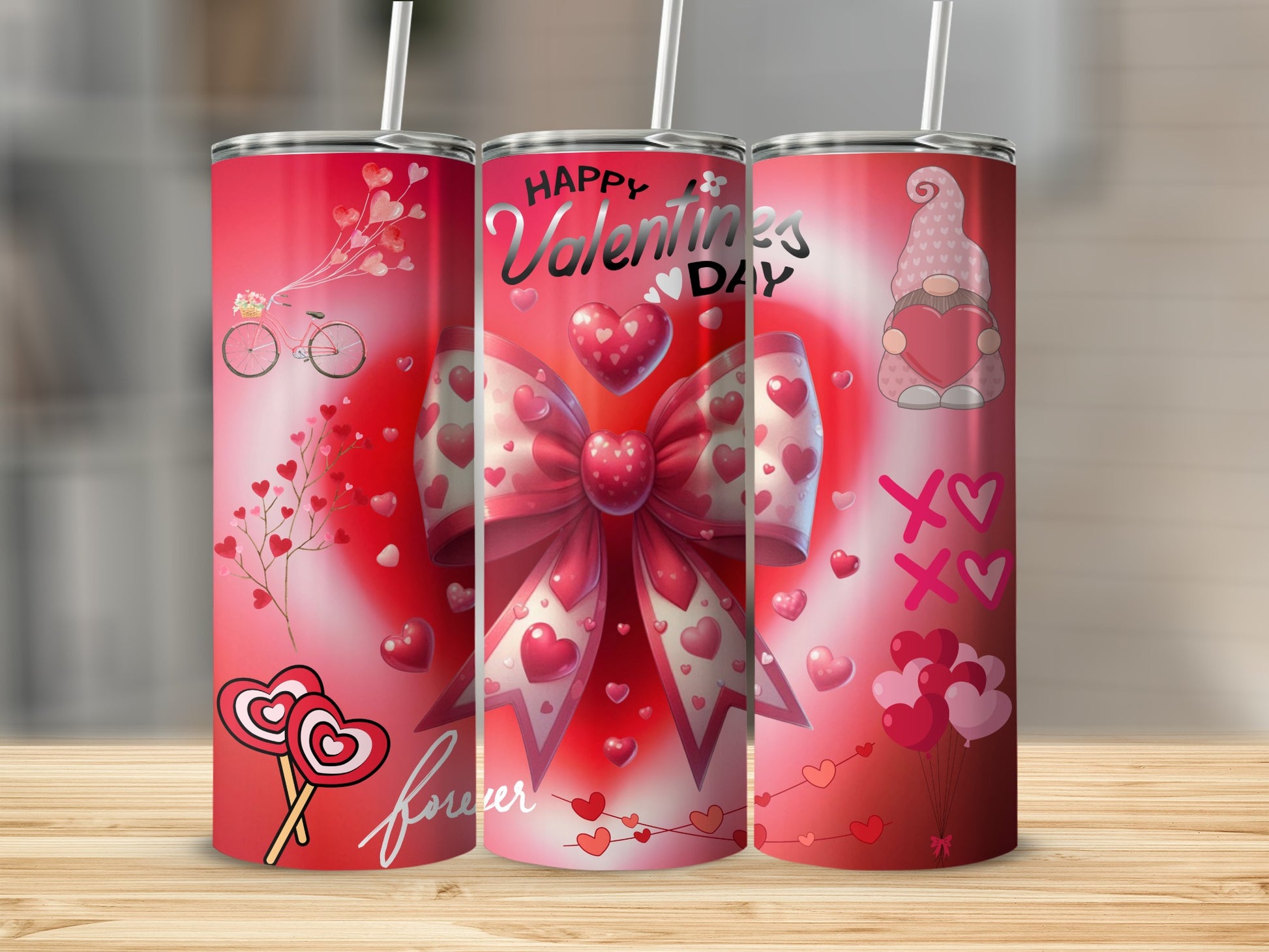 Valentines Day Themed Tumbler with Festive Graphics