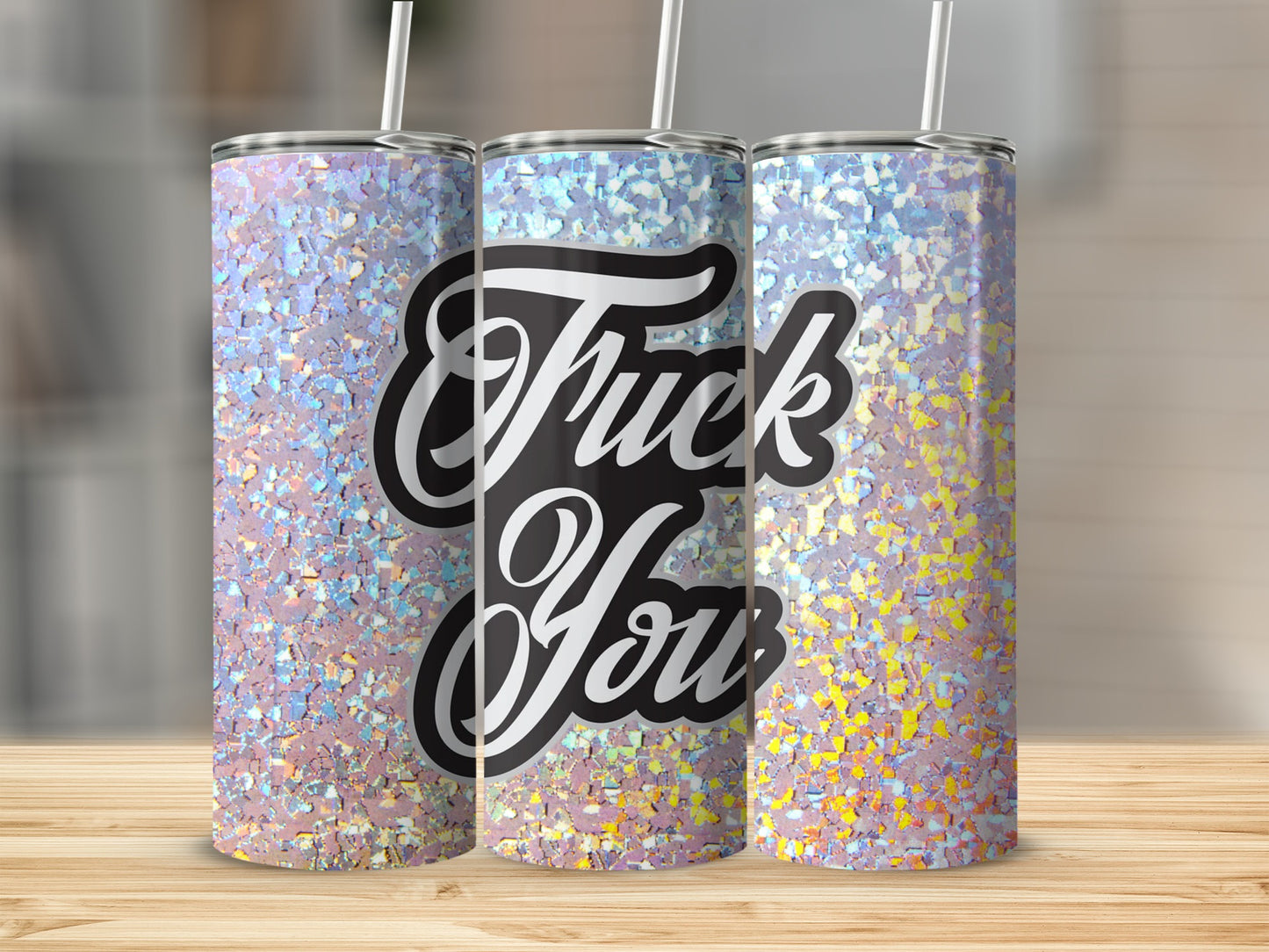 Iridescent Glitter Fuck You Insulated Tumbler