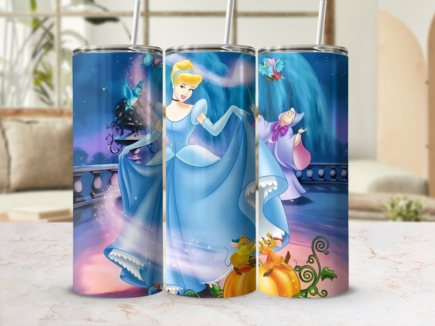 Cinderella and Fairy Godmother Stainless Steel Tumbler