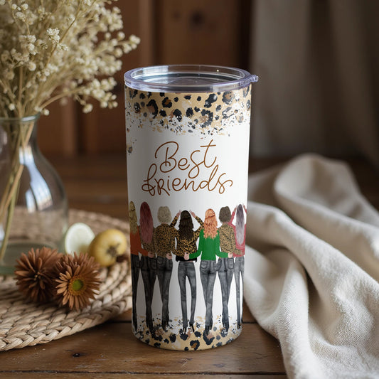 Best Friends Graphic Leopard Print Drink Tumbler