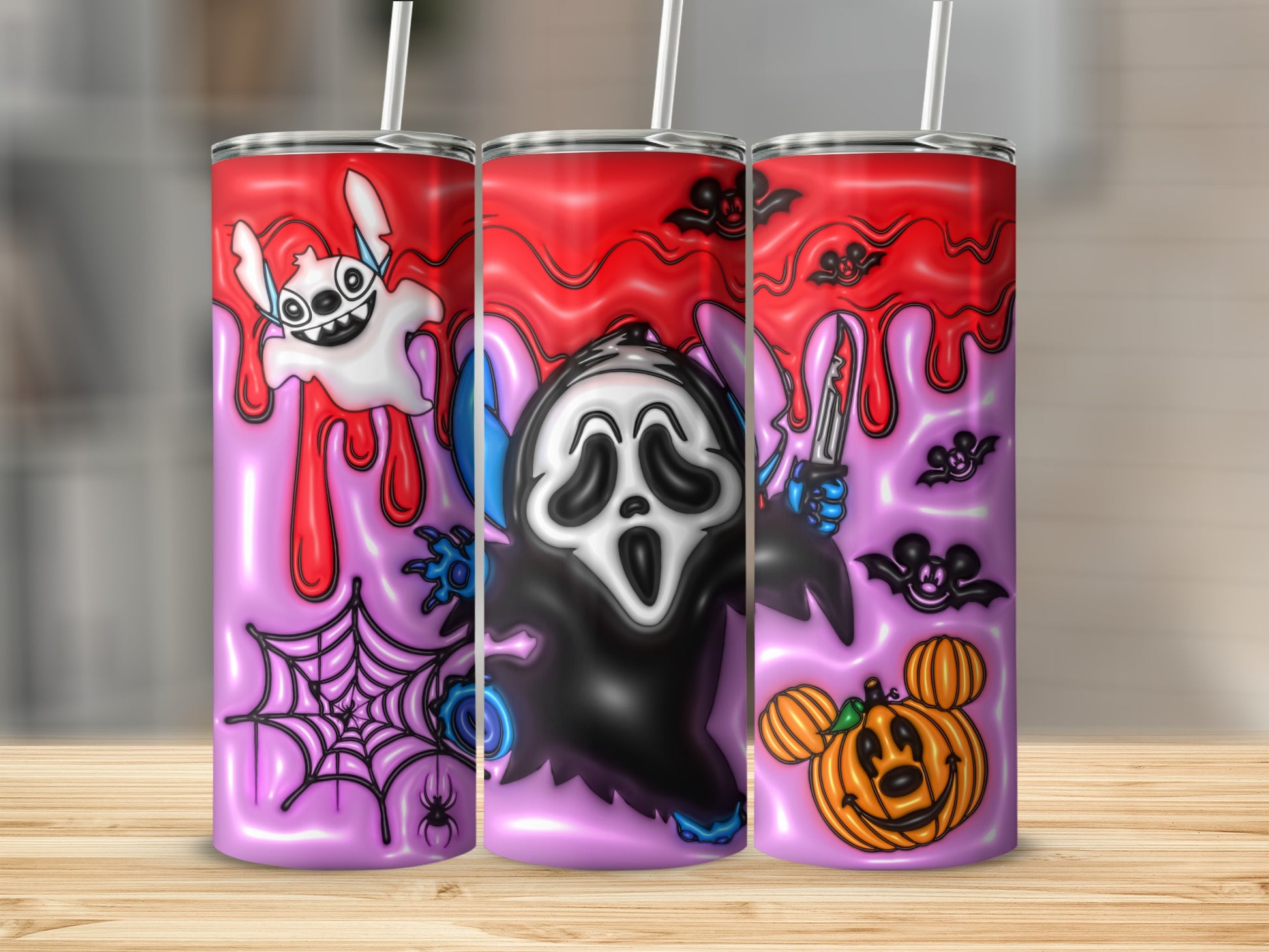 Scary Halloween Themed Tumbler With Ghost Design