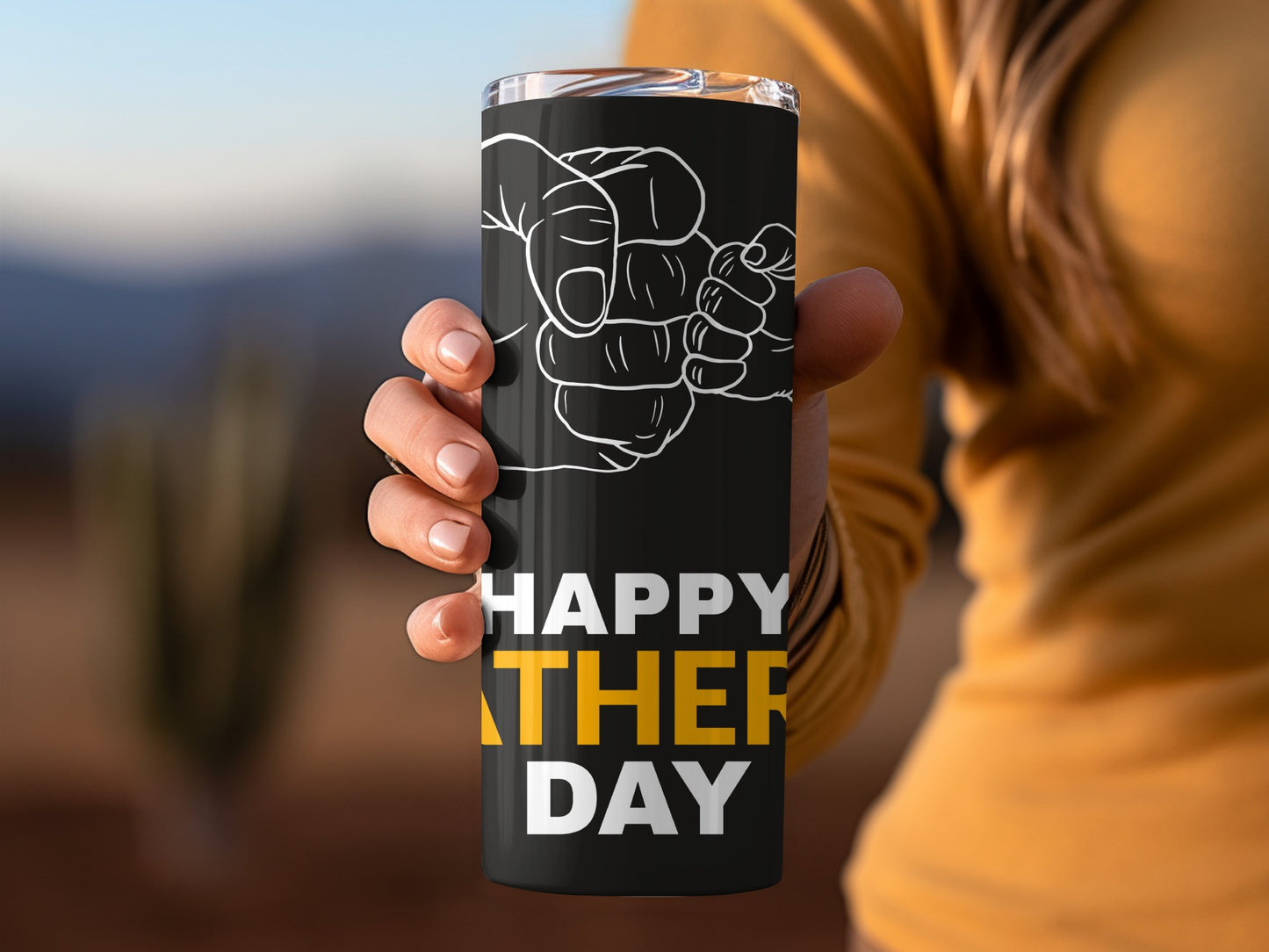 Happy Father's Day Travel Mug with Hand Design