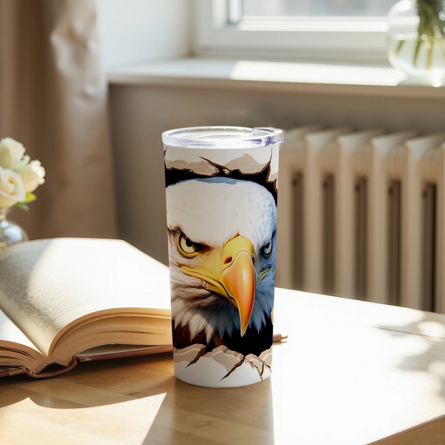 Majestic Eagle Design Cracked Effect Tumbler product type
Tumbler, Eagle, Bald Eagle, Bird, Wildlife, Animal Design, Cracked Art, Graphic Print, Drinkware, Insulated, Travel Cup, Unique Gift, American Eagle, Majestic Bird, Nature Inspired, Drink Container, Coffee Tumbler, Tea Tumbler, Cold Drink, Hot Drink