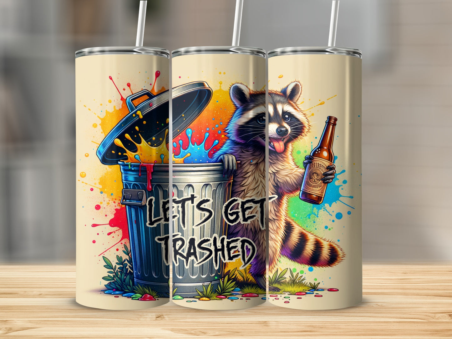 Raccoon Party Lets Get Trashed Drink Tumbler product type