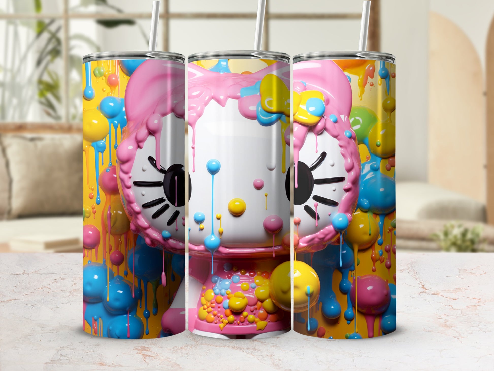 Cute Colorful Dripping Cartoon Character Mug