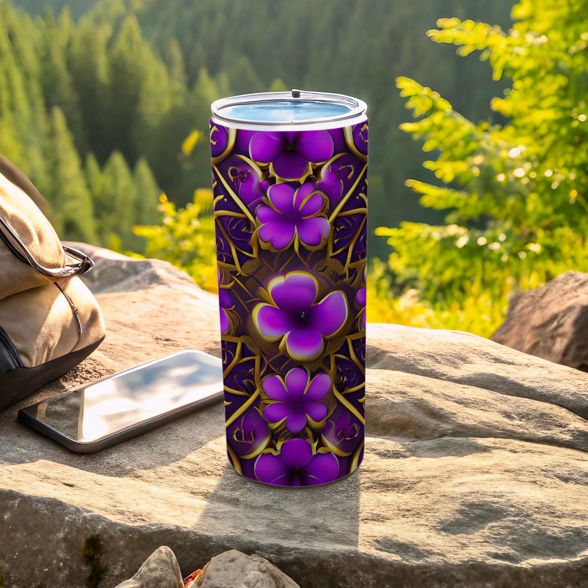 Purple Golden Floral Mandala Pattern Tumbler product type