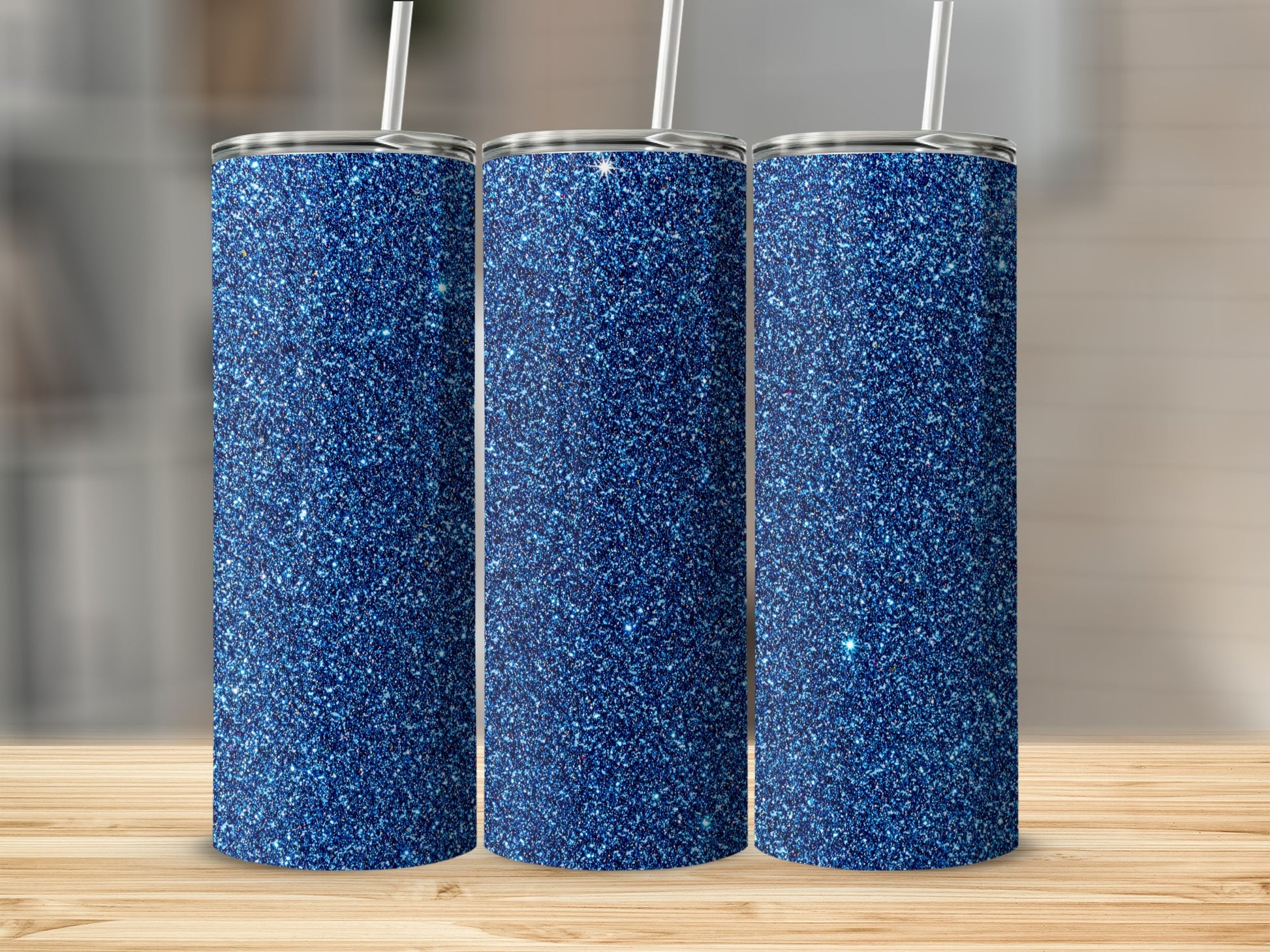 Sparkly Blue Glitter Tumbler for a Shiny Drink Experience