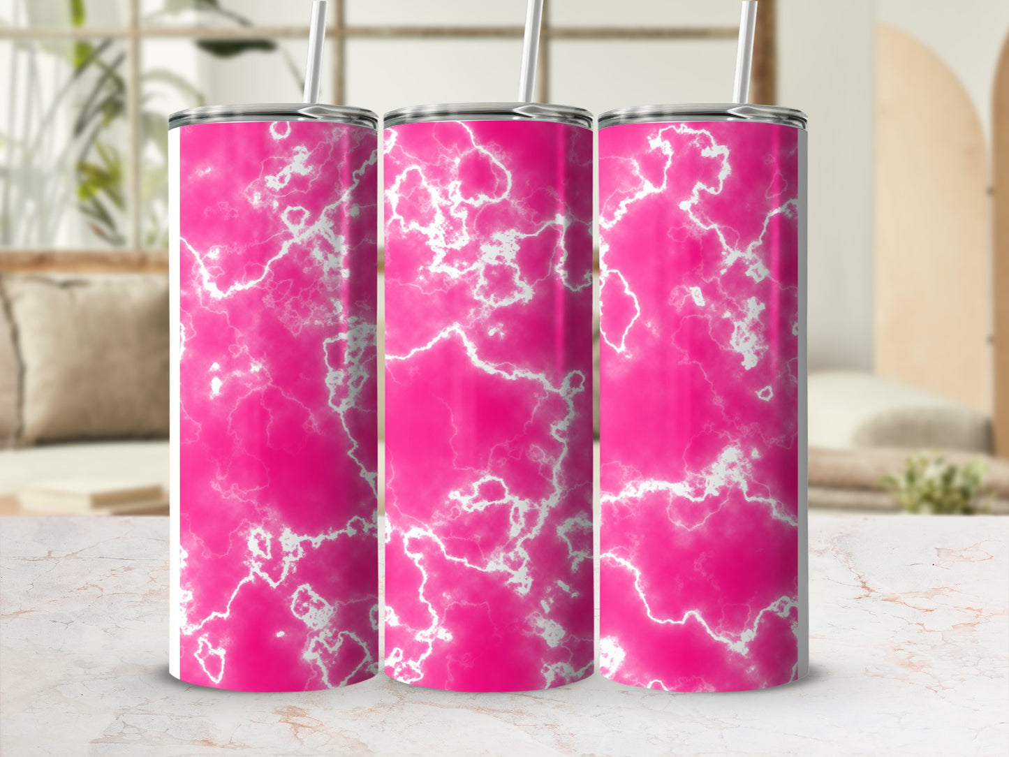 Pink White Lightning Pattern Abstract Tumbler Drinkware product type