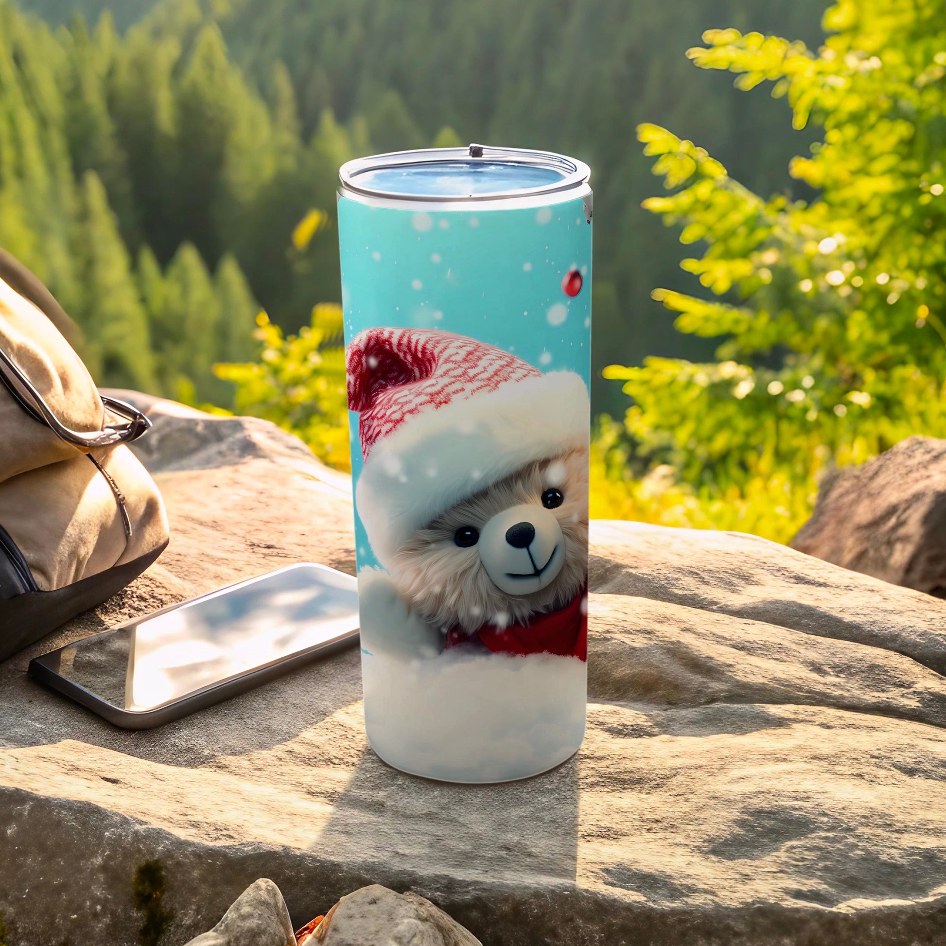 Festive Holiday Bear Winter Wonderland Tumbler product type
Tumbler, Christmas Tumbler, Teddy Bear Tumbler, Santa Hat, Winter Theme, Holiday Gift, Cute Bear, Snowflakes, Festive Drinkware, Insulated Cup, Travel Mug, Outdoor Adventure, Nature Scene, Mountain View, Cold Beverages, Hot Beverages, Xmas Present, Animal Print, Unique Design, Bear Cub