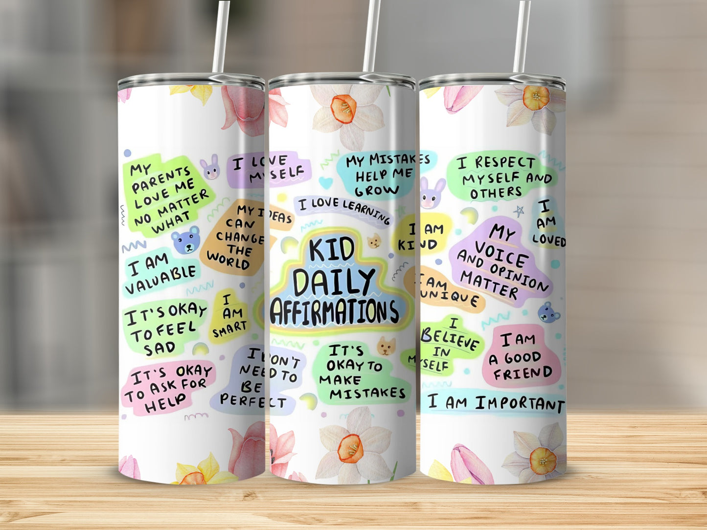 Colorful Kid Daily Affirmations Tumbler