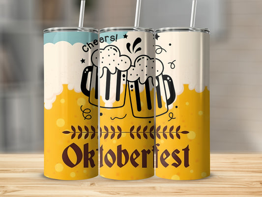 Oktoberfest Beer Theme Insulated Travel Tumbler