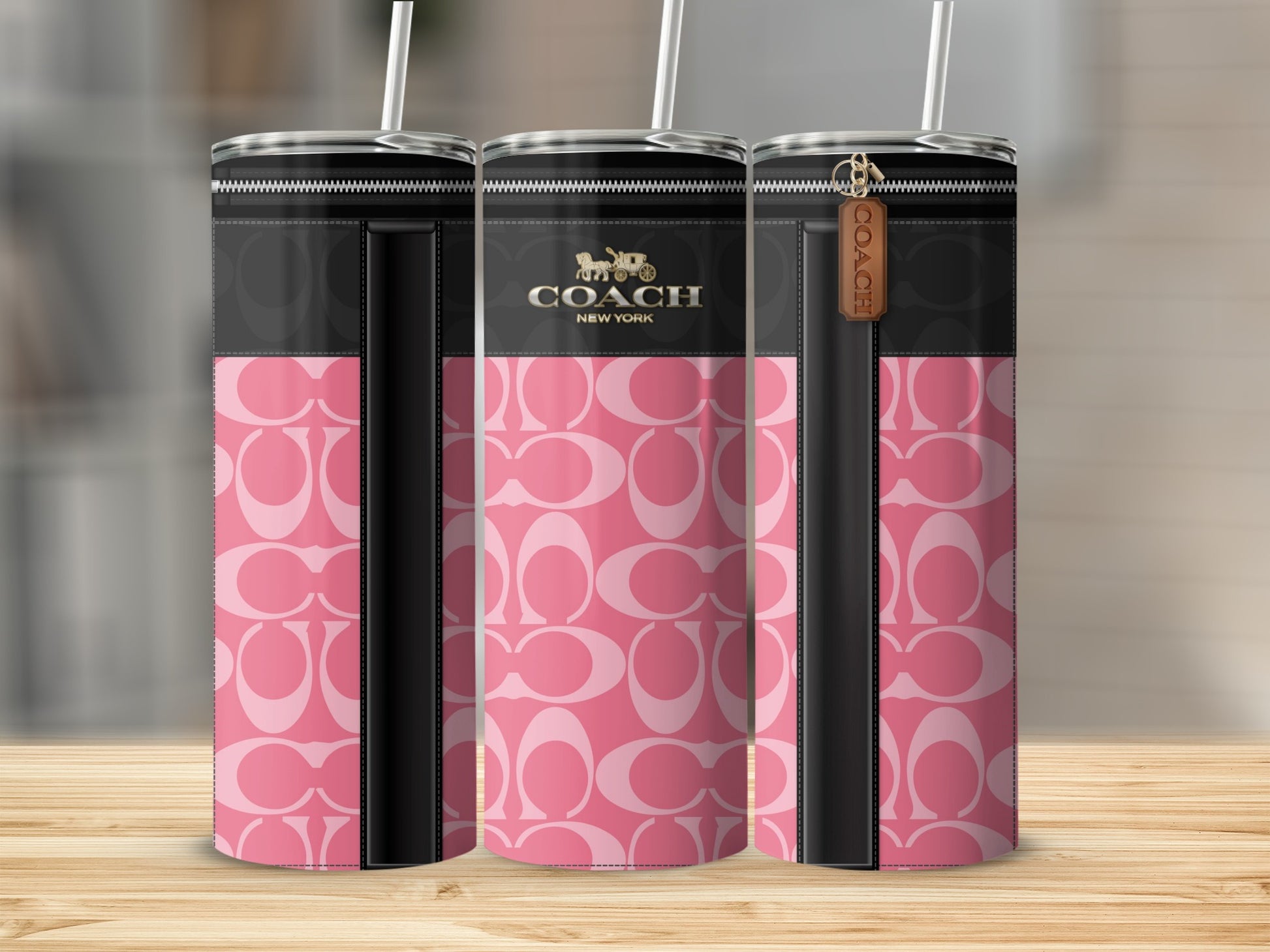 Coach New York Pink Pattern Tumbler