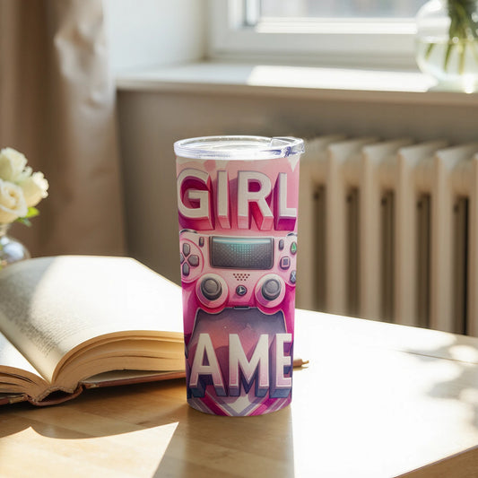 Girl Gamer Travel Tumbler with Gaming Controller