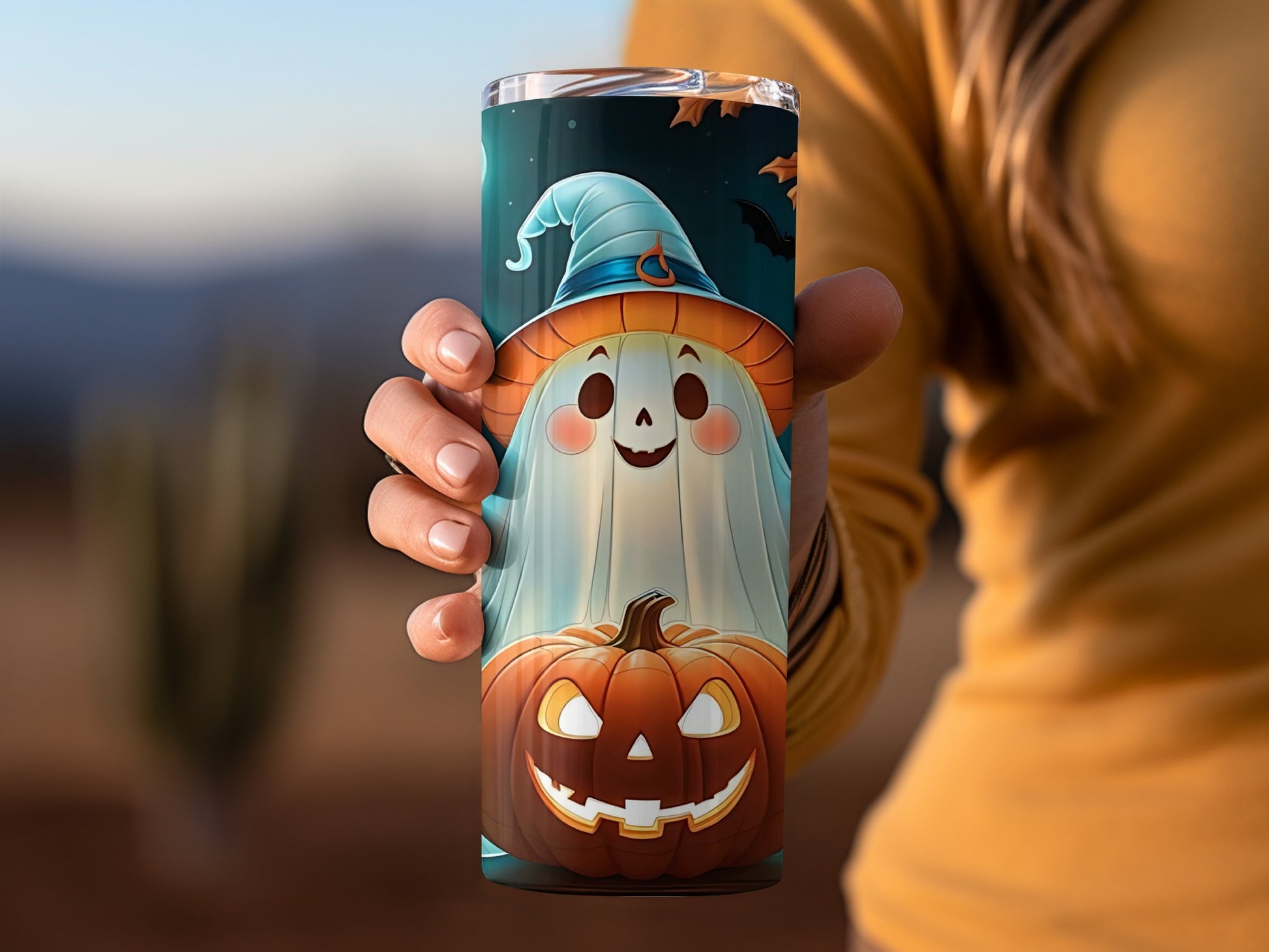 Halloween Ghost and Pumpkin Tumbler for Festive Drinks