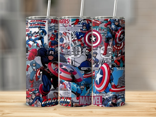 Captain America Marvel Comic Book Art Tumbler