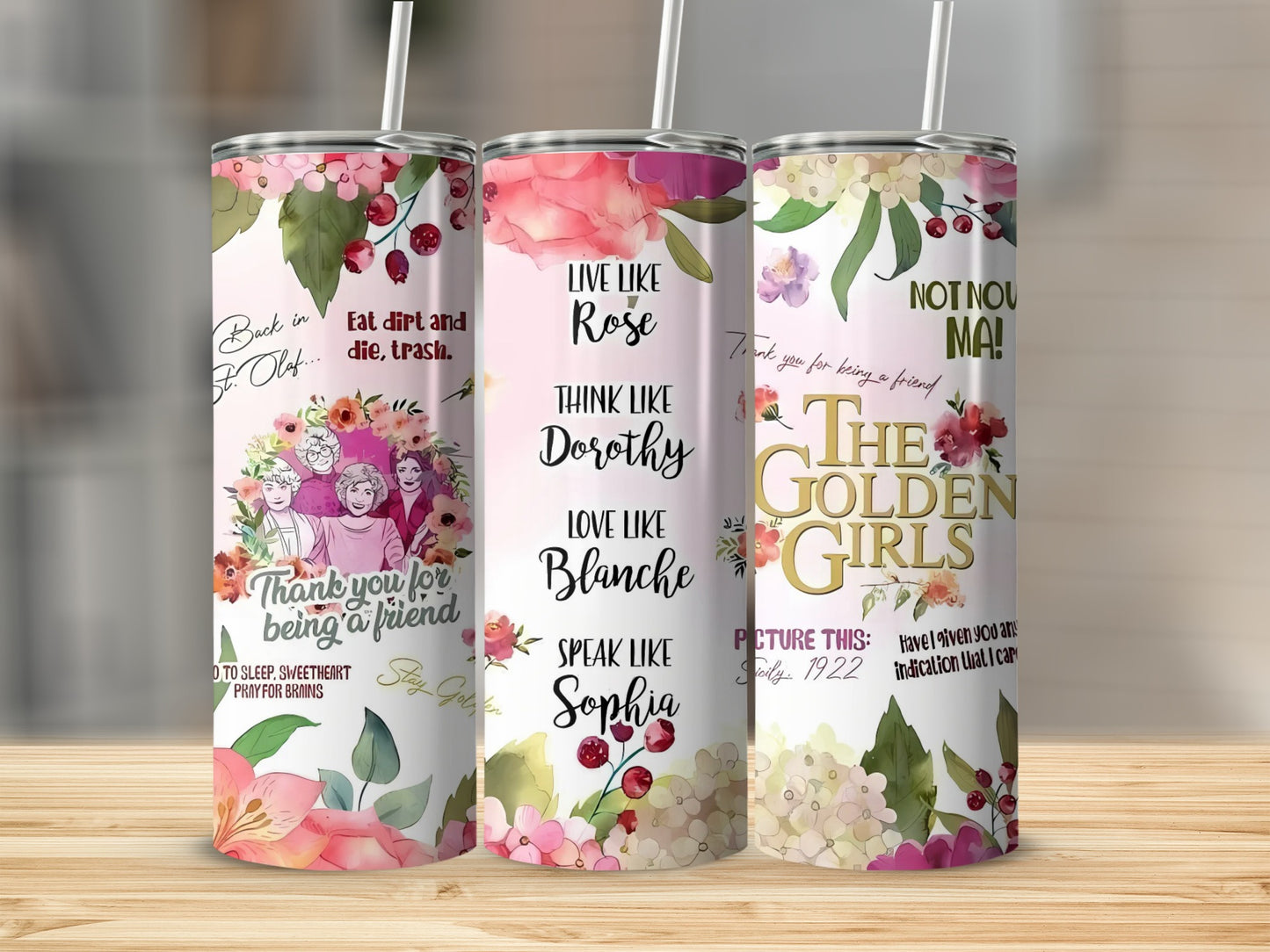 The Golden Girls Floral Tumbler Collection