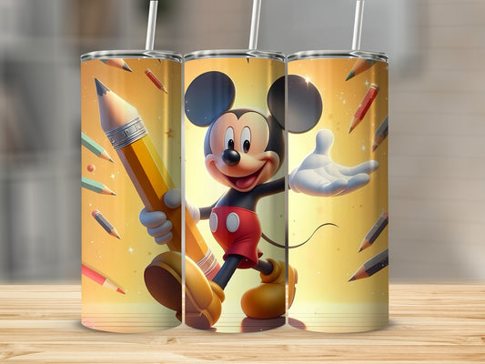 Mickey Character Holding Pencil Design Tumbler Product