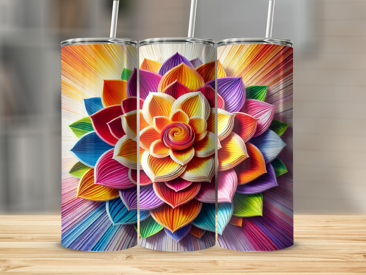 Colorful Mandala Design Insulated Tumbler Flask