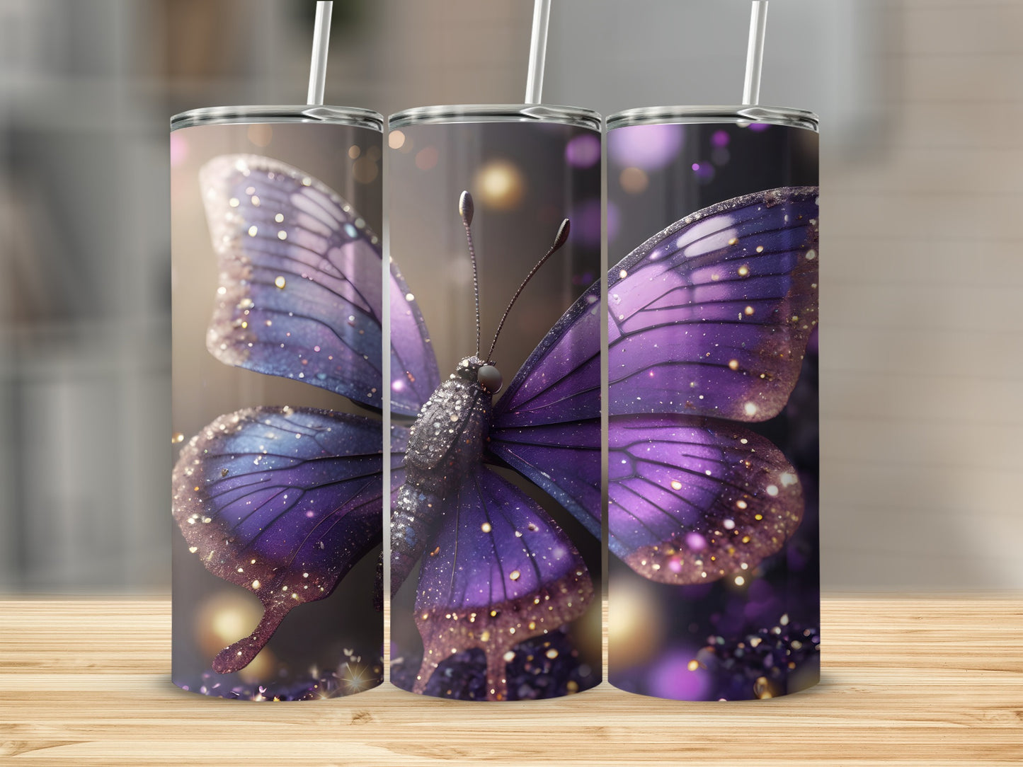 Sparkling Purple Butterfly Glitter Bokeh product type