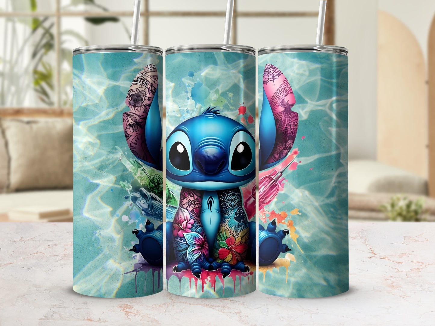 Colorful Stitch Character Design Tumbler For Drinks