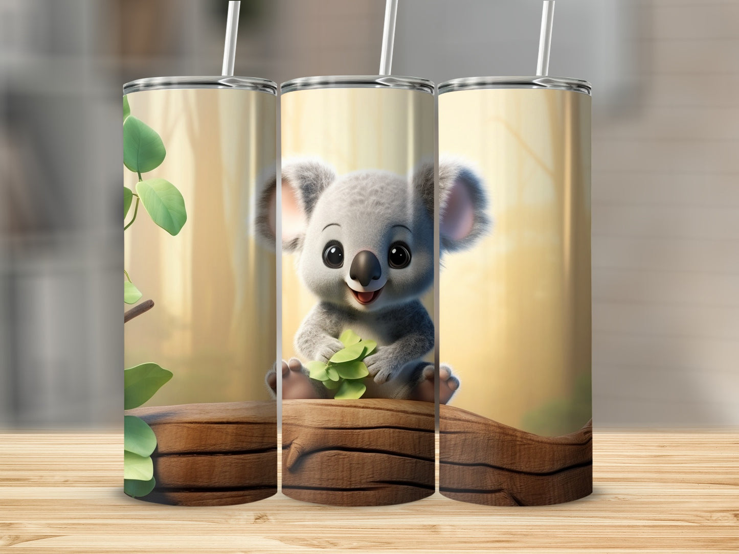 Cute Koala Design Stainless Steel Tumbler Cup