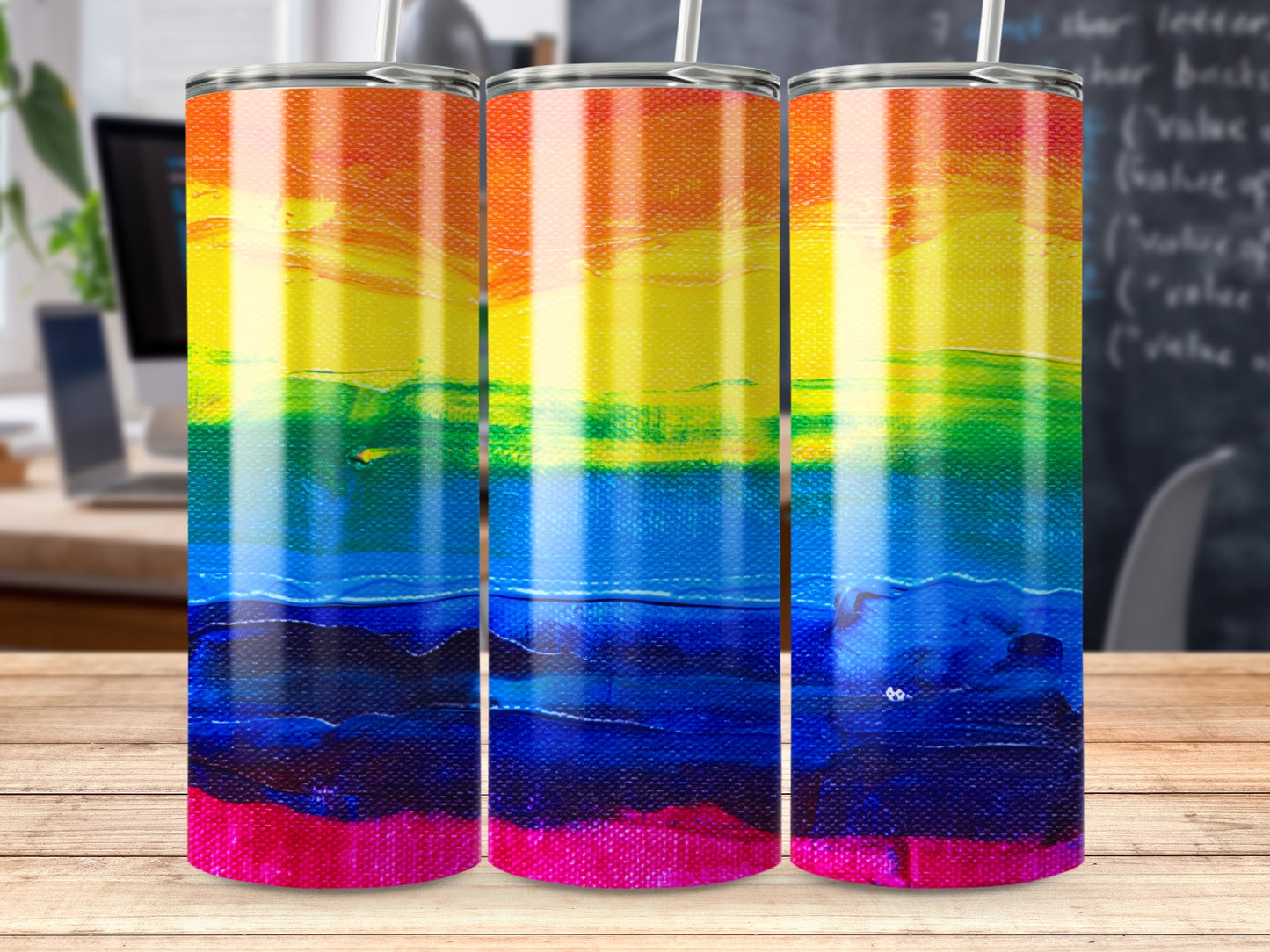 Rainbow Colors Canvas Painting Abstract Colorful Tumblers