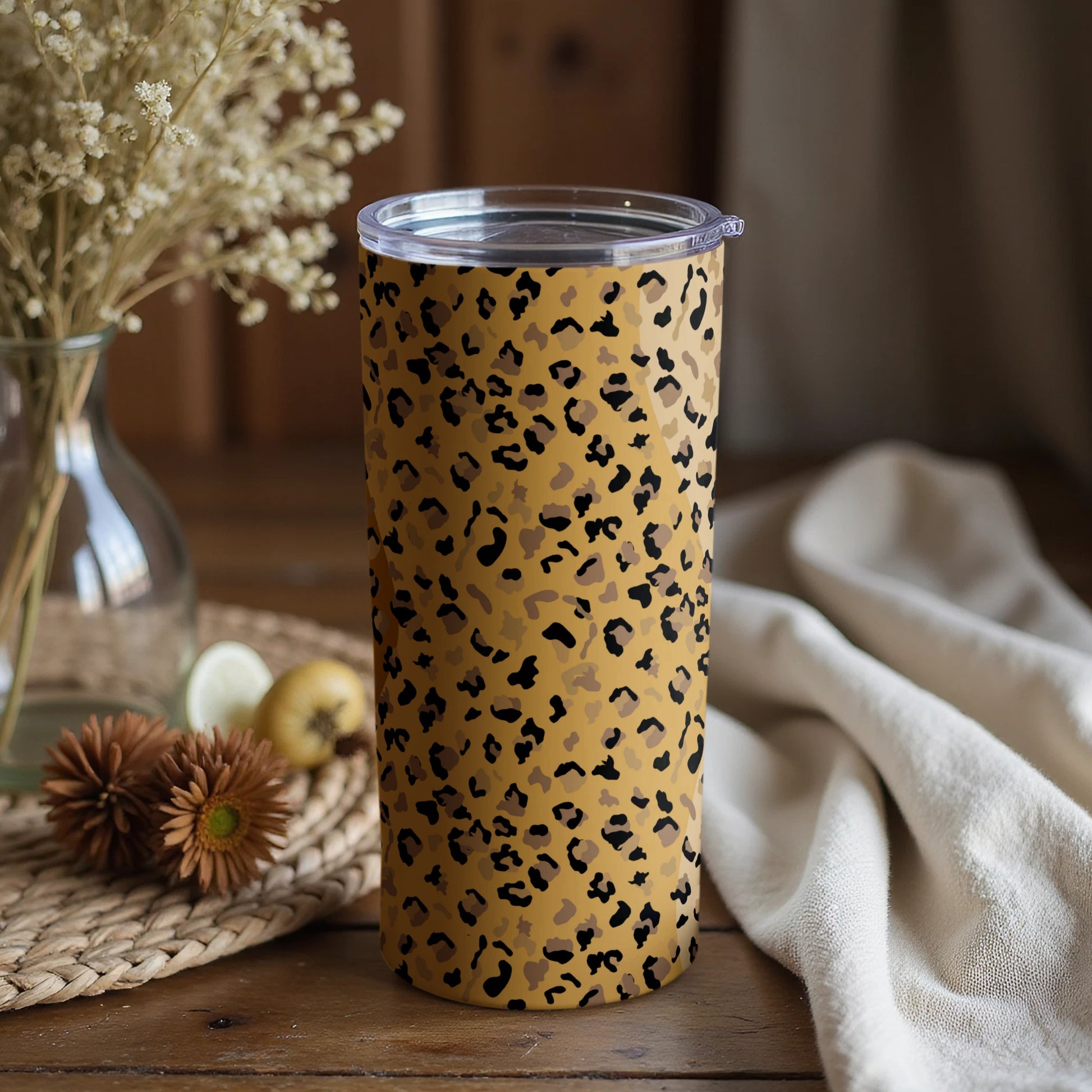 Leopard Print Insulated Tumbler with Lid 20oz