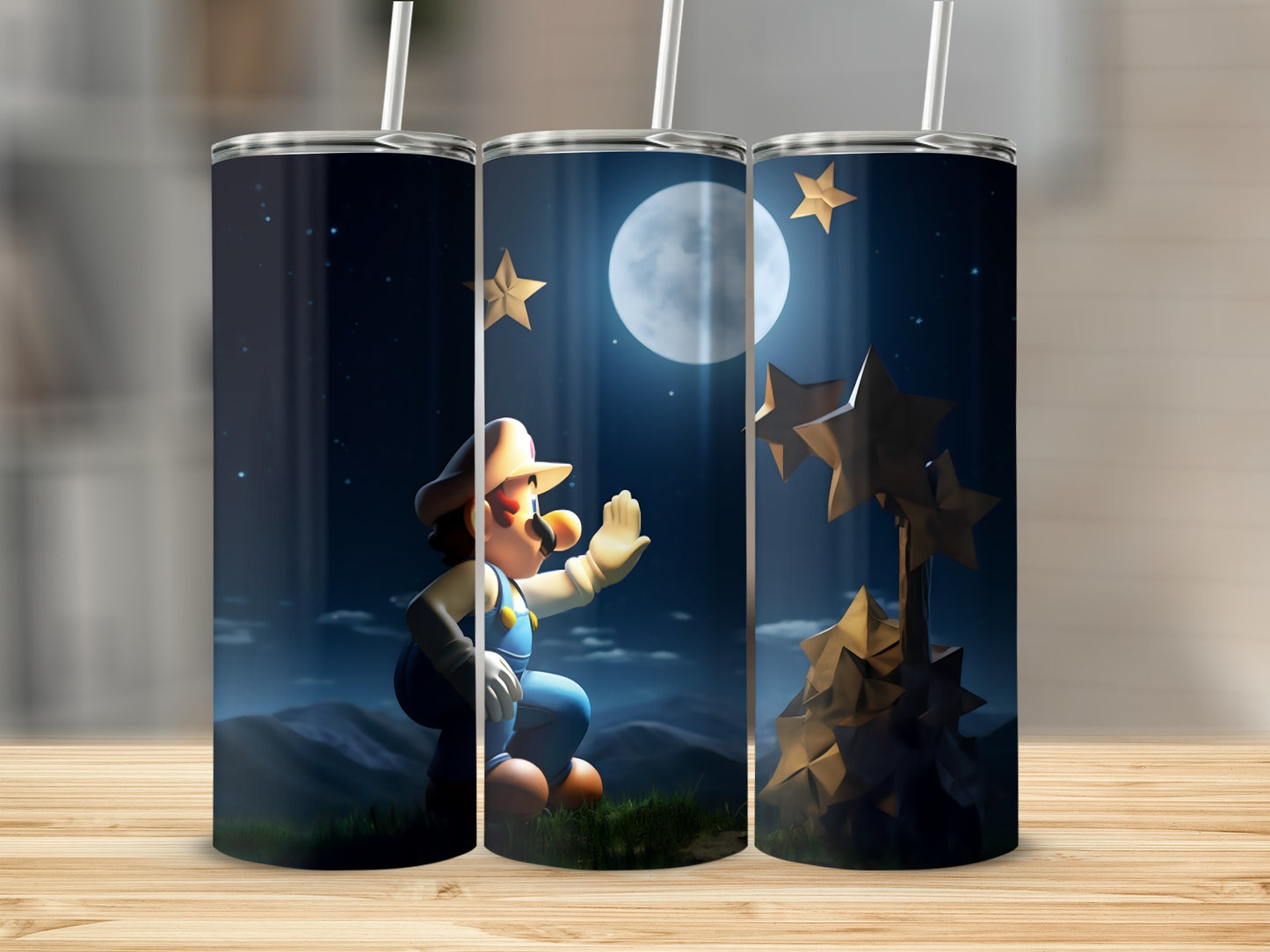 Moonlit Star Seeker Design Stainless Steel Tumbler