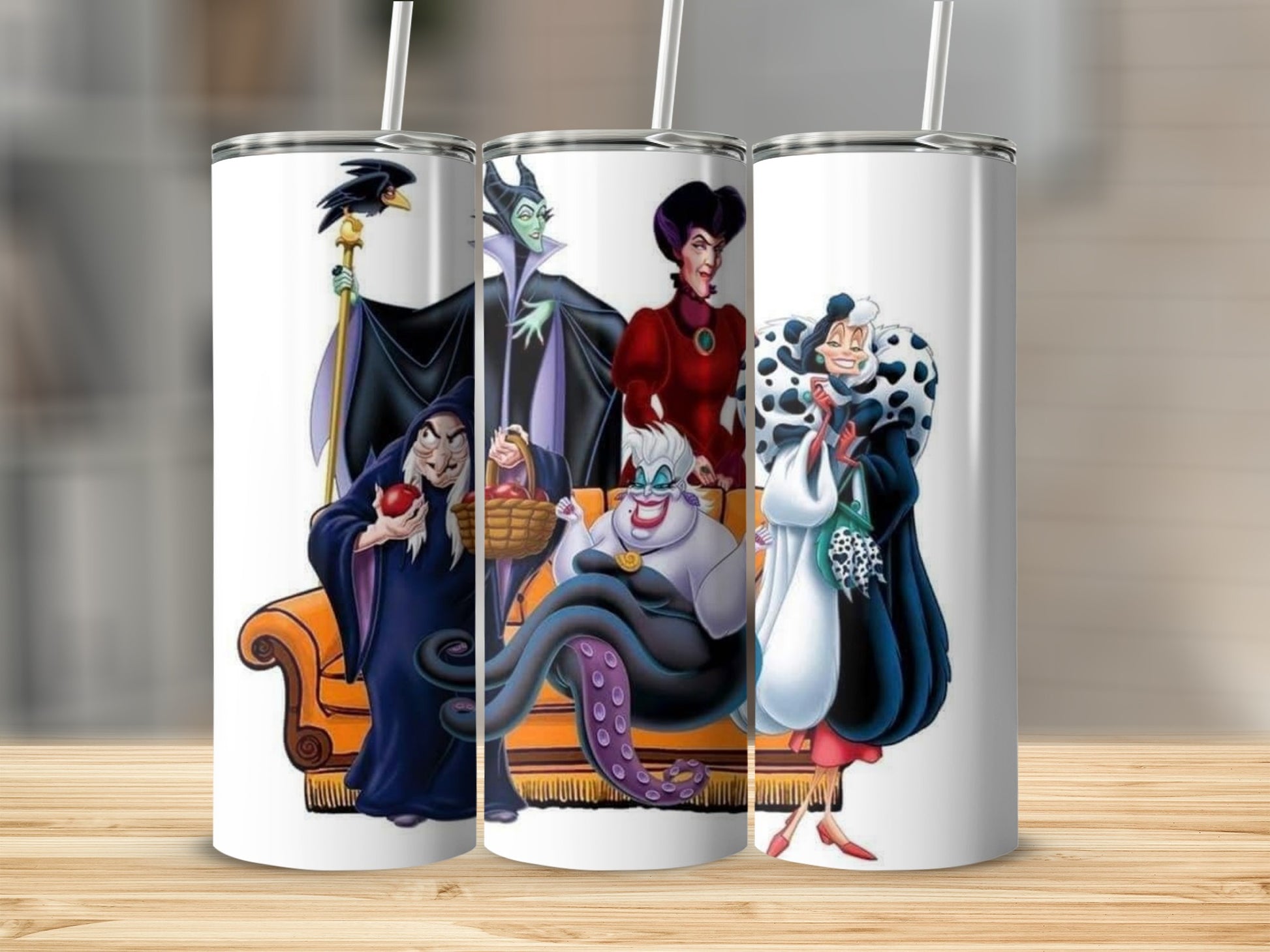 Iconic Villains Characters Tumbler Set with Straw