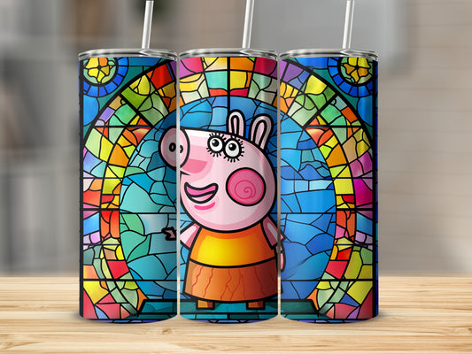 Colorful Stained Glass Cute Cartoon Character Tumbler