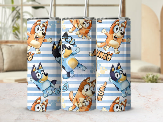 Cute Cartoon Character Print Tumbler with Straw Flask